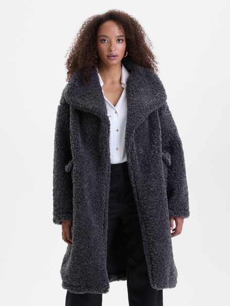 Orsay Temno siv ženski plašč iz umetnega krzna ORSAY