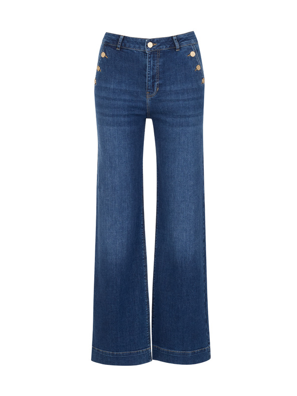 Orsay Temno modre ženske kavbojke s širokimi nogami ORSAY