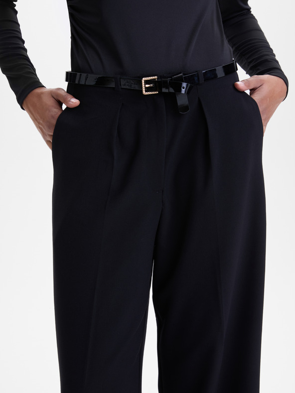 Orsay Črne široke ženske hlače ORSAY