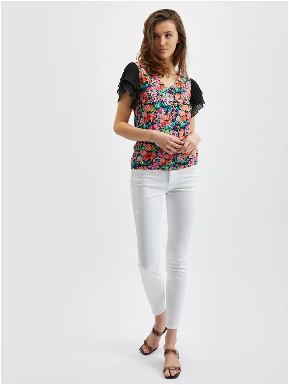 Orsay Modro-črna ženska cvetlična bluza ORSAY