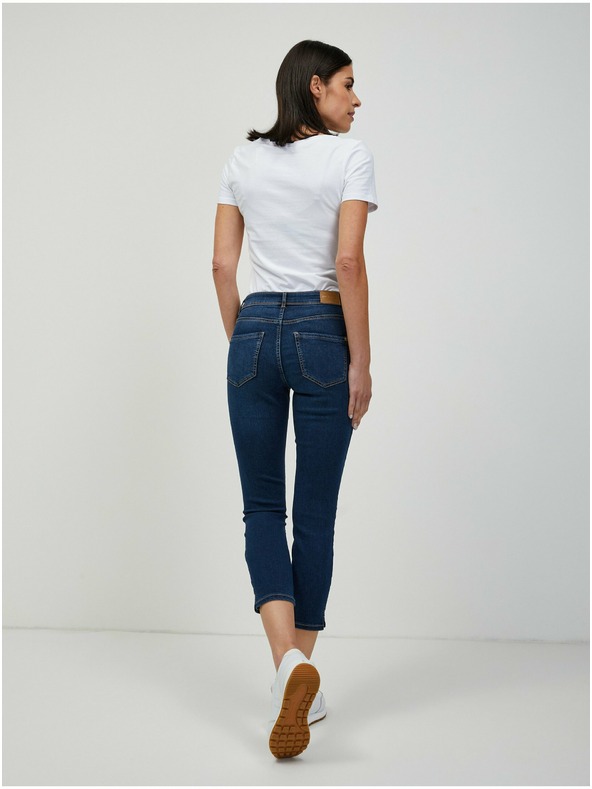 Orsay Temno modre skrajšane slim fit kavbojke ORSAY