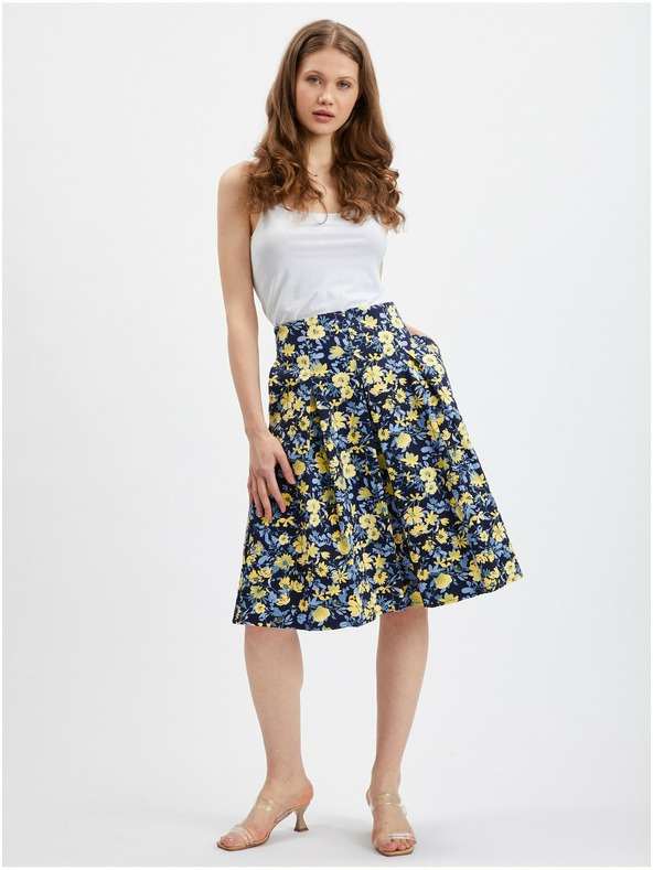 Orsay Rumeno-modro žensko plisirano cvetlično krilo ORSAY