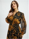 Orsay Rjavo-črna ženska cvetlična midi obleka ORSAY