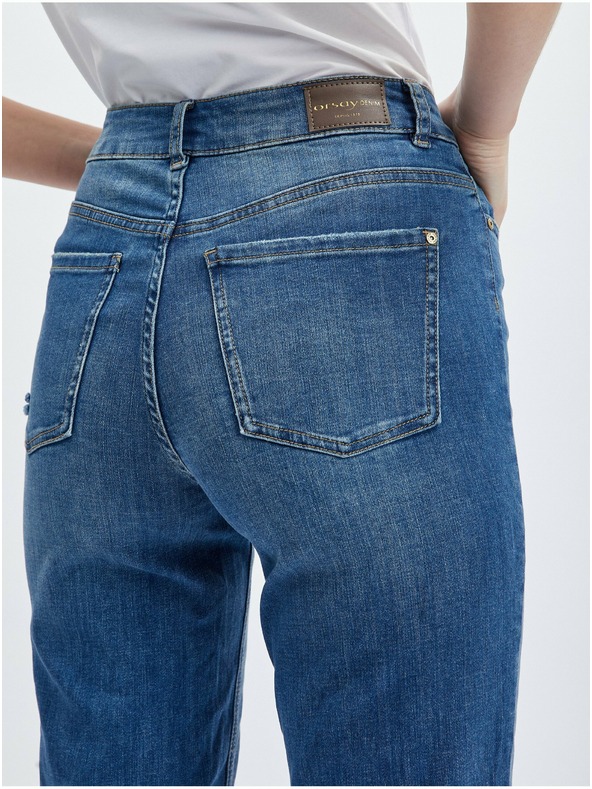Orsay Temno modre ženske mom jeans hlače ORSAY