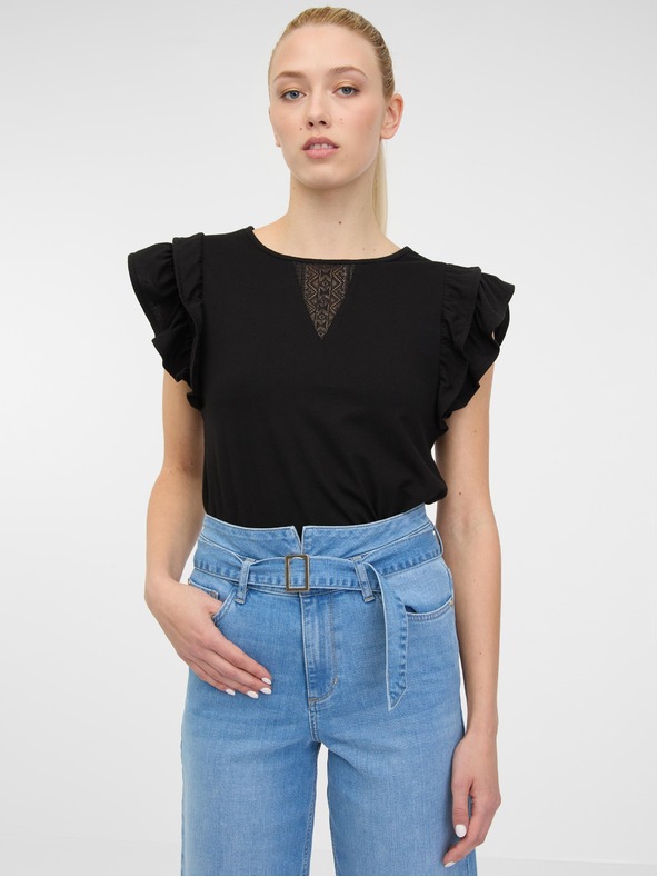 Orsay Črna ženska majica s kratkimi rokavi ORSAY