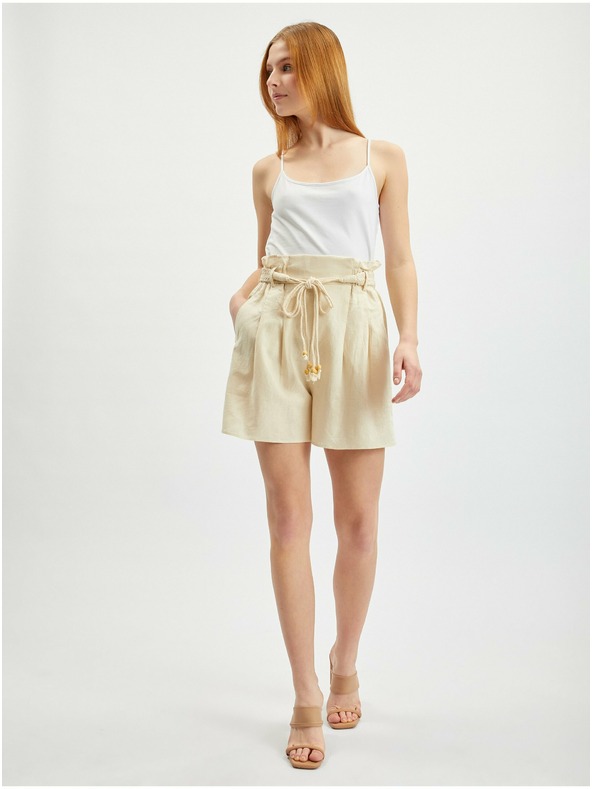 Orsay Bež ženske lanene kratke hlače ORSAY