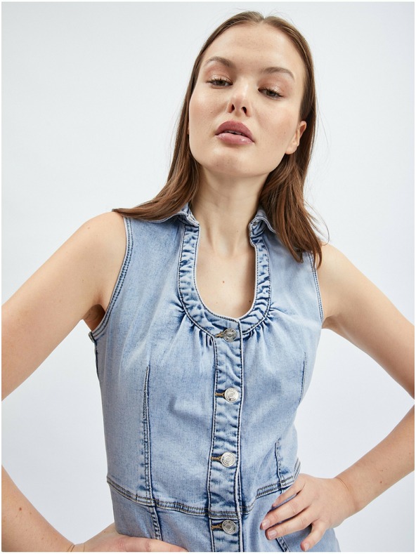 Orsay Svetlo modra ženska obleka iz džinsa ORSAY