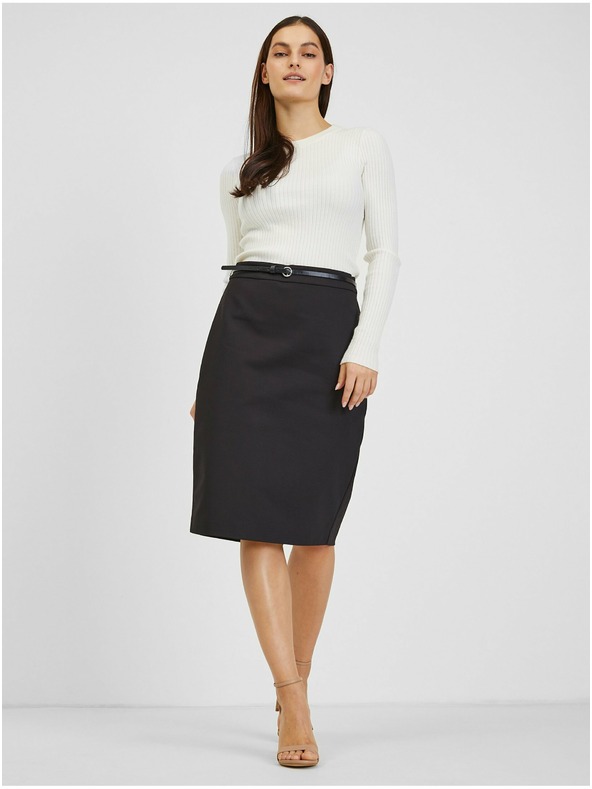 Orsay Črno žensko krilo s pasom ORSAY