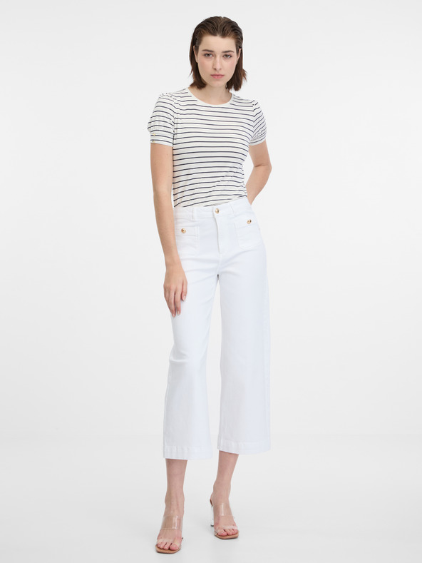 Orsay Kremasto prečno črtasto majico za ženske ORSAY