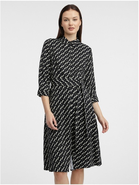 Orsay Črne vzorčaste ženske srajčne obleke ORSAY