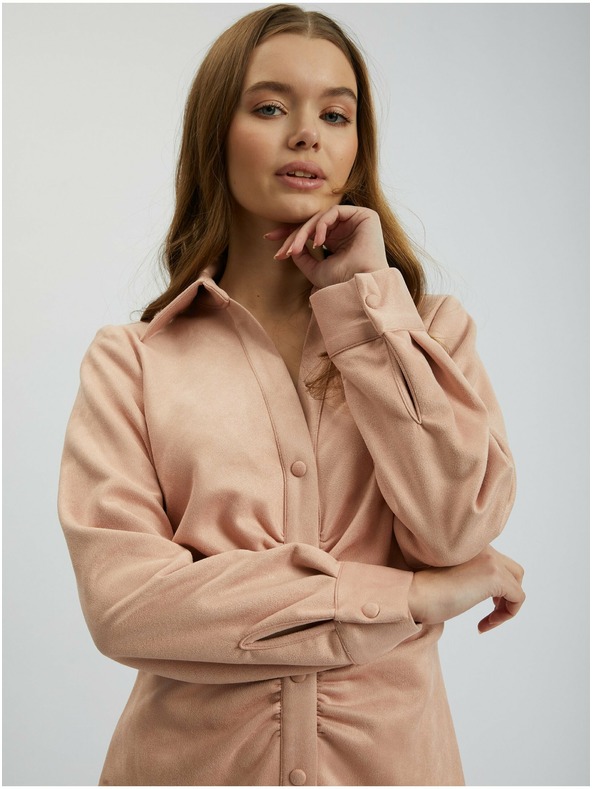 Orsay Svetlo rožnata ženska oprijeta obleka iz semiša ORSAY