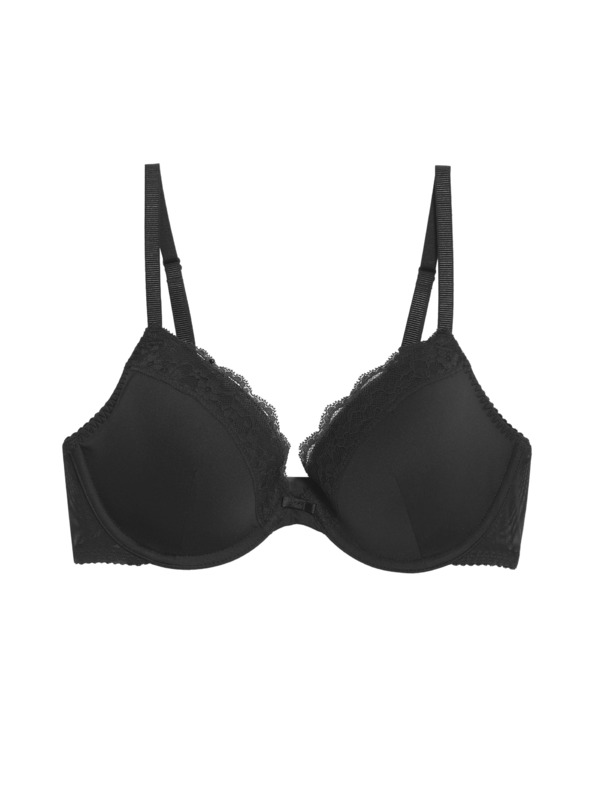 Marks & Spencer Čipkast modrček s steznikom in podloženimi skodelicami, velikost 2,5 oz. A-E Marks & Spencer črn