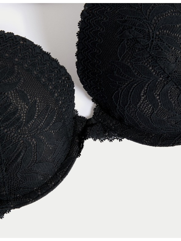 Marks & Spencer Črn čipkast push-up modrček z oprsjem Marks & Spencer