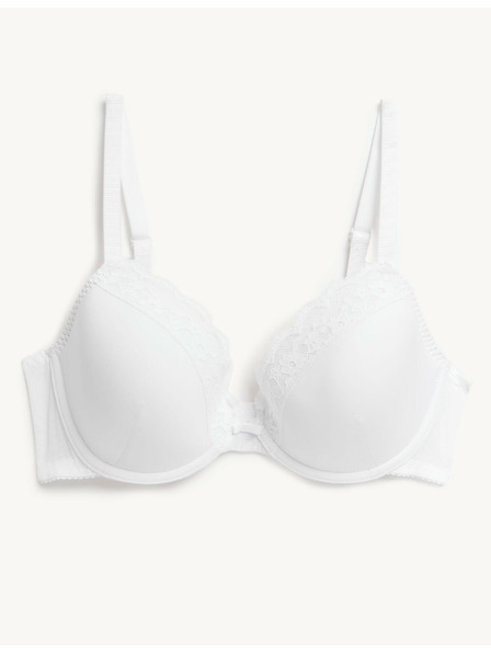 Marks & Spencer Čipkast modrček z izrezom, podložen s steznikom in polnimi skodelicami, velikost 4,5 mm, s polnimi skodelicami. A-E Marks & Spencer bela