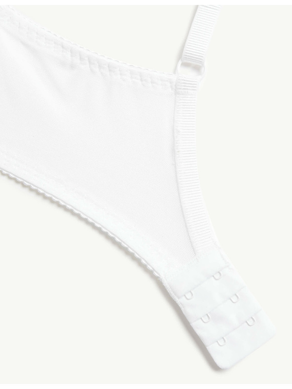 Marks & Spencer Čipkast modrček z izrezom, podložen s steznikom in polnimi skodelicami, velikost 4,5 mm, s polnimi skodelicami. A-E Marks & Spencer bela