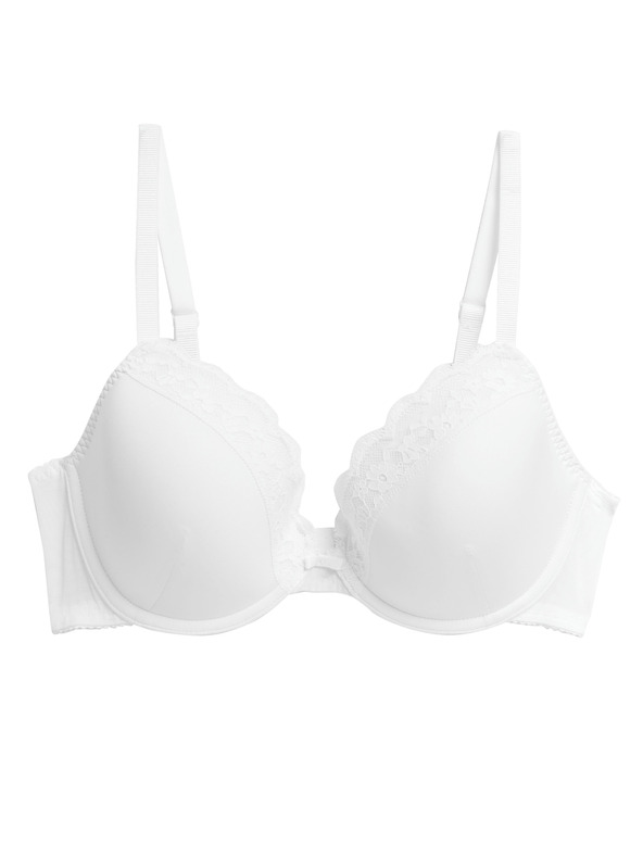 Marks & Spencer Čipkast modrček z izrezom, podložen s steznikom in polnimi skodelicami, velikost 4,5 mm, s polnimi skodelicami. A-E Marks & Spencer bela