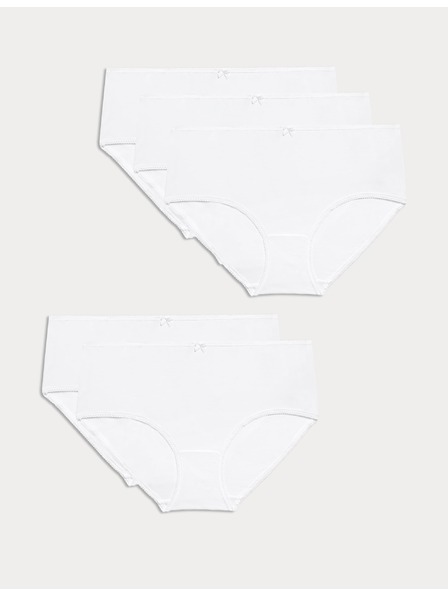 Marks & Spencer Bombažne midi hlačke z Lycro®, 5 kosov Marks & Spencer bele barve