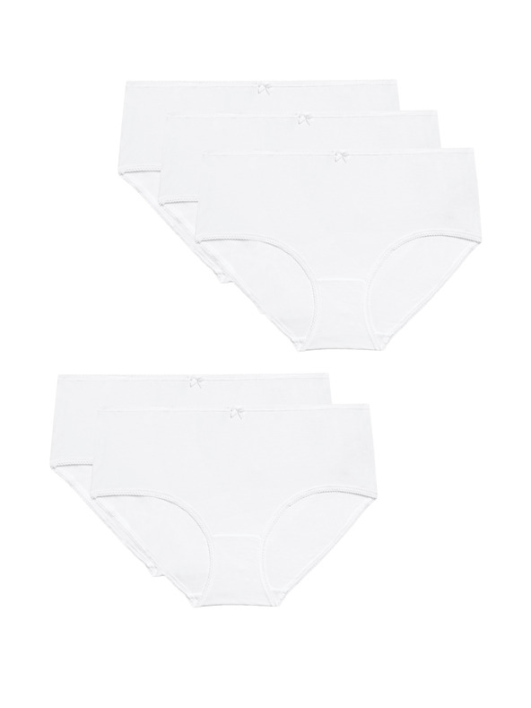 Marks & Spencer Bombažne midi hlačke z Lycro®, 5 kosov Marks & Spencer bele barve