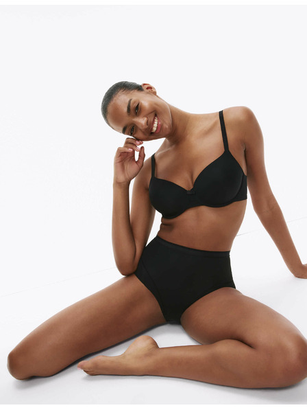 Marks & Spencer Hlačne nogavice z visokim pasom, rahlo oprijete, brez vidnega roba, 2 kosa v paketu Marks & Spencer črna