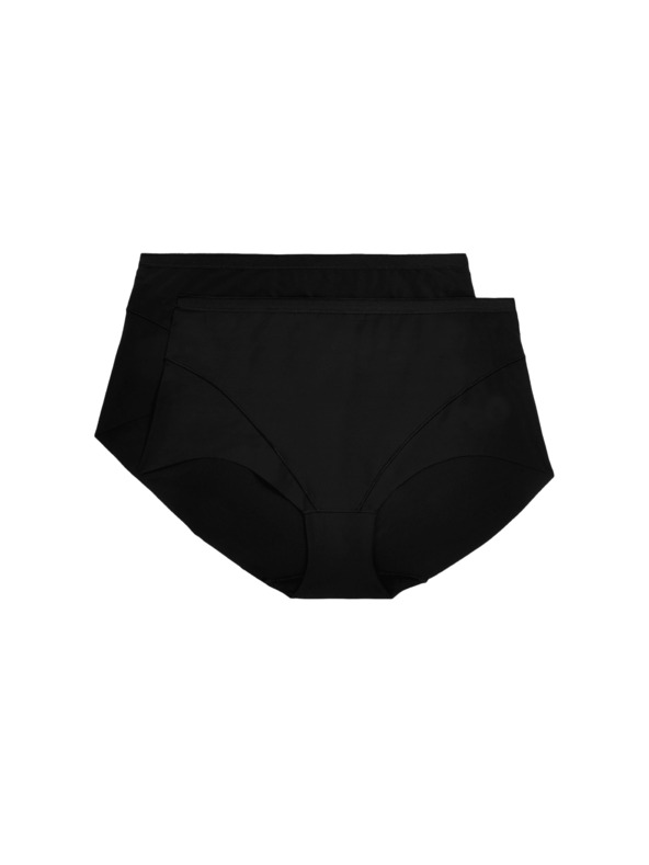 Marks & Spencer Hlačne nogavice z visokim pasom, rahlo oprijete, brez vidnega roba, 2 kosa v paketu Marks & Spencer črna