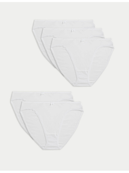 Marks & Spencer Hlačne nogavice iz bombaža in lycre® z visokim izrezom, 5 kosov v paketu Marks & Spencer bela