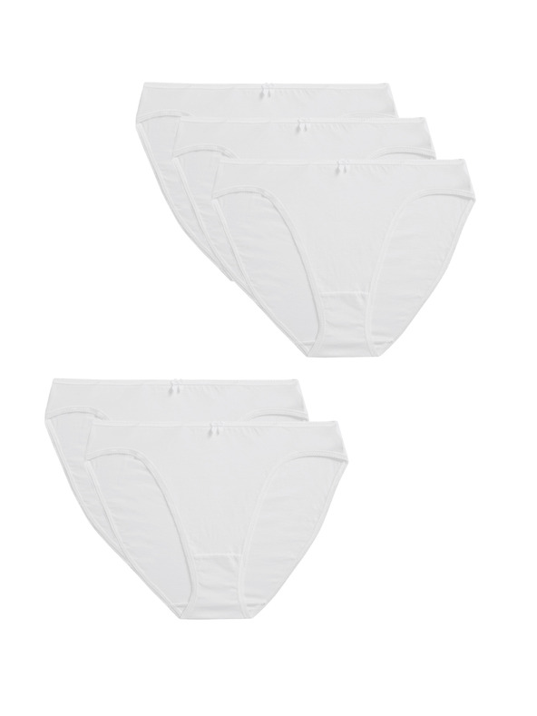 Marks & Spencer Hlačne nogavice iz bombaža in lycre® z visokim izrezom, 5 kosov v paketu Marks & Spencer bela