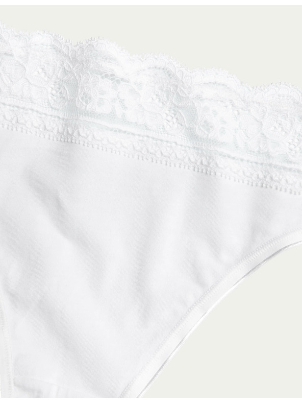 Marks & Spencer Bombažne čipkaste spodnjice z likro, 5 kosov Marks & Spencer bela