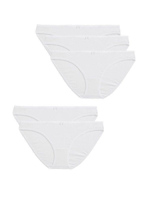 Marks & Spencer Marks & Spencer bele bombažne spodnjice z Lycro®, 5 kosov