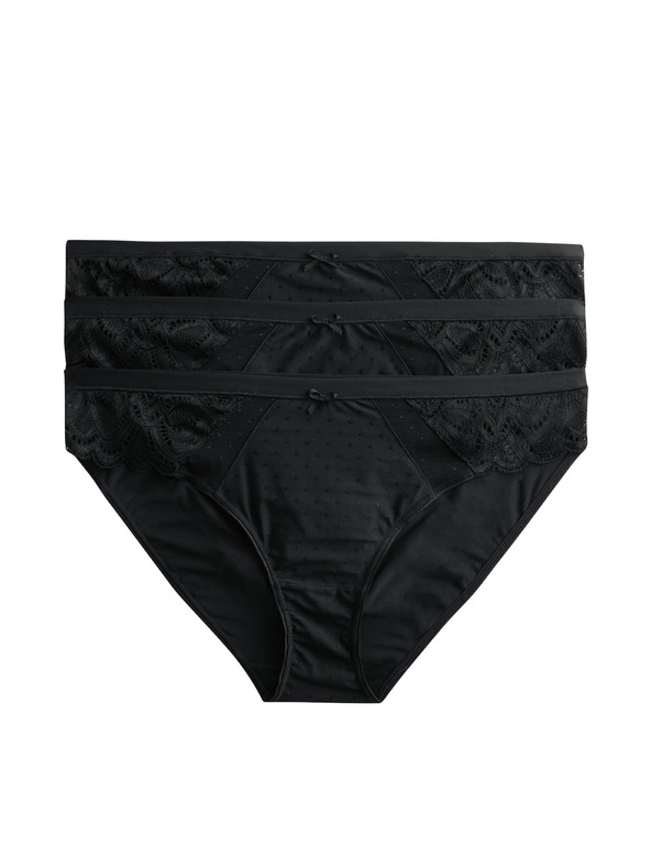 Marks & Spencer Amelia Bikini hlačke s čipko, 3 paketi Marks & Spencer Black