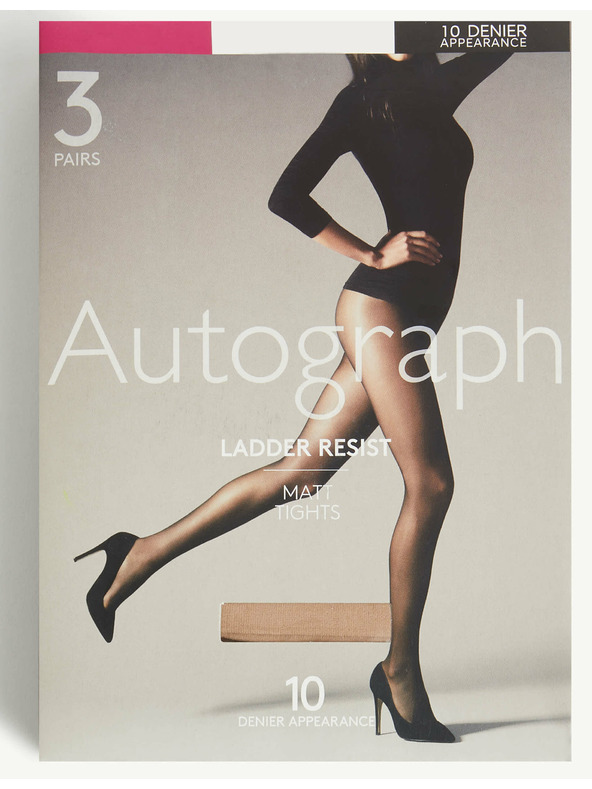 Marks & Spencer Trdne in mat nogavice 10 DEN, 3 kosi Marks & Spencer bež