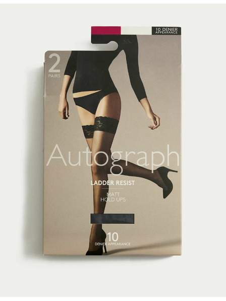 Marks & Spencer Komplet dveh parov ženskih mat nogavic iz samosvoje tkanine v črni barvi 10 DEN Marks & Spencer