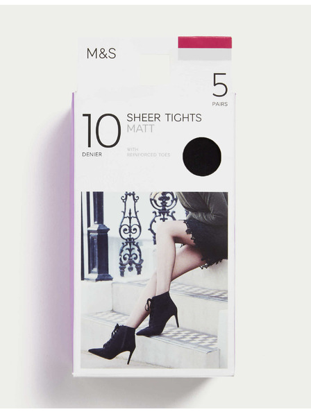 Marks & Spencer Komplet petih črnih ženskih nogavic Marks & Spencer 10 DEN
