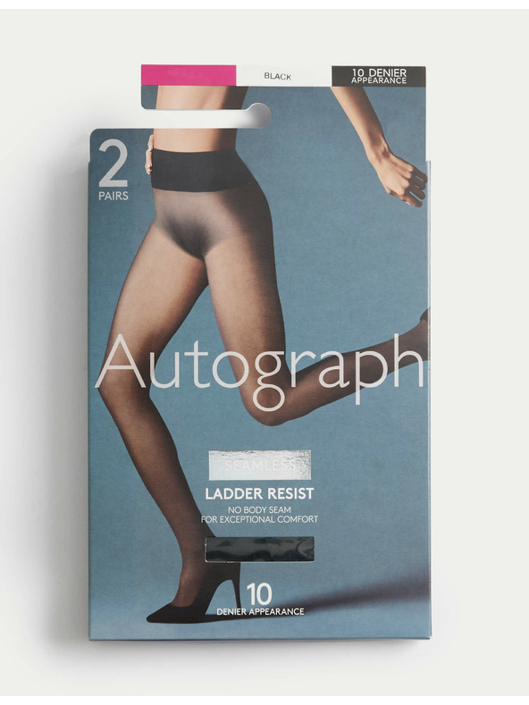 Marks & Spencer Komplet dveh parov ženskih brezšivnih nogavic v črni barvi 10 DEN Marks & Spencer