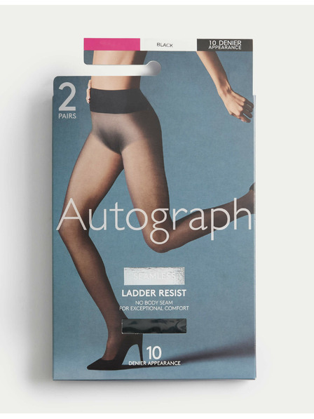 Marks & Spencer Komplet dveh parov ženskih brezšivnih nogavic v črni barvi 10 DEN Marks & Spencer