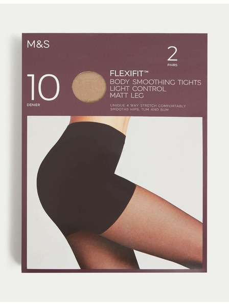 Marks & Spencer Prozorne nogavice Flexifit™, rahlo učvrščevalne, 10 DEN, 2 kosa v paketu Marks & Spencer bež