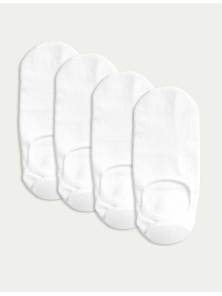 Marks & Spencer Nizke nogavice Marks & Spencer Cotton Trainer liner, komplet 4 parov bele barve