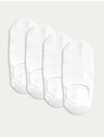 Marks & Spencer Nizke nogavice Marks & Spencer Cotton Trainer liner, komplet 4 parov bele barve
