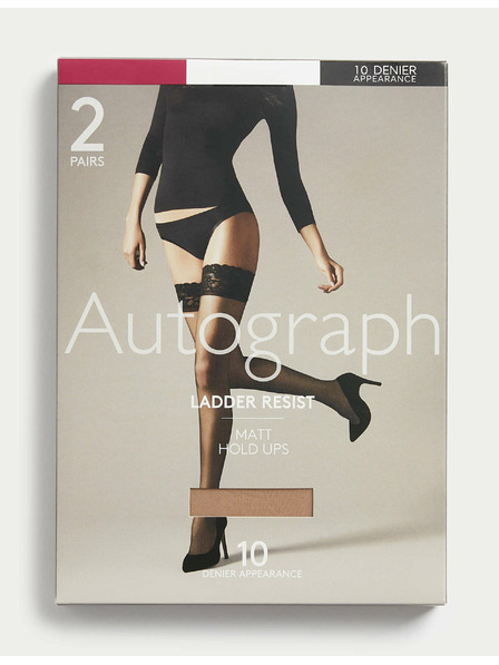 Marks & Spencer Komplet dveh parov ženskih mat samodržnih nogavic Marks & Spencer v telesni barvi 10 DEN