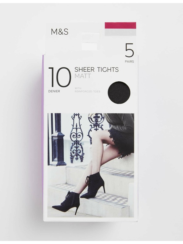 Marks & Spencer Temno sive ženske nogavice 10 DEN, 5 parov v pakiranju Marks & Spencer