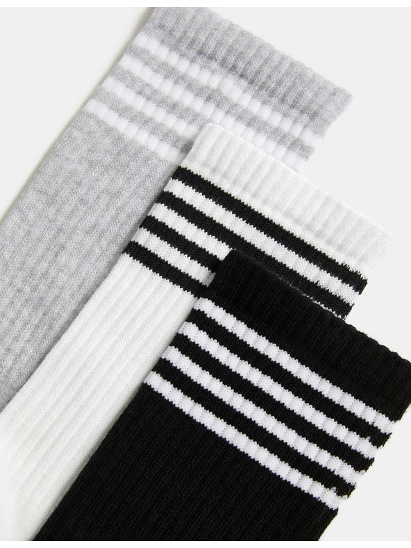 Marks & Spencer Komplet treh parov ženskih nogavic v črni, beli in sivi barvi Marks & Spencer