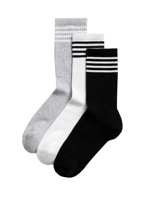 Marks & Spencer Komplet treh parov ženskih nogavic v črni, beli in sivi barvi Marks & Spencer