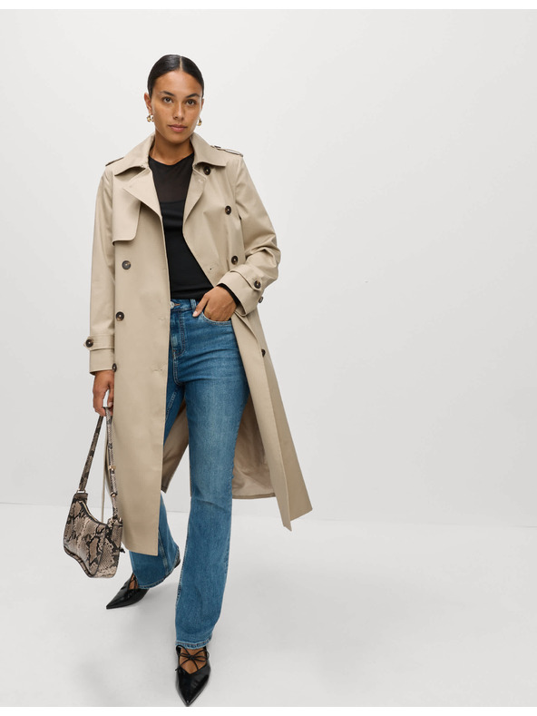 Marks & Spencer Bež ženski dolg plašč s pasom Marks & Spencer