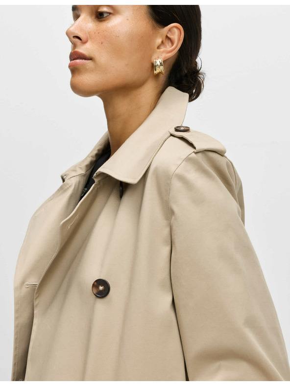 Marks & Spencer Bež ženski dolg plašč s pasom Marks & Spencer