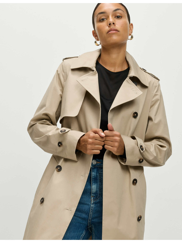 Marks & Spencer Bež ženski dolg plašč s pasom Marks & Spencer