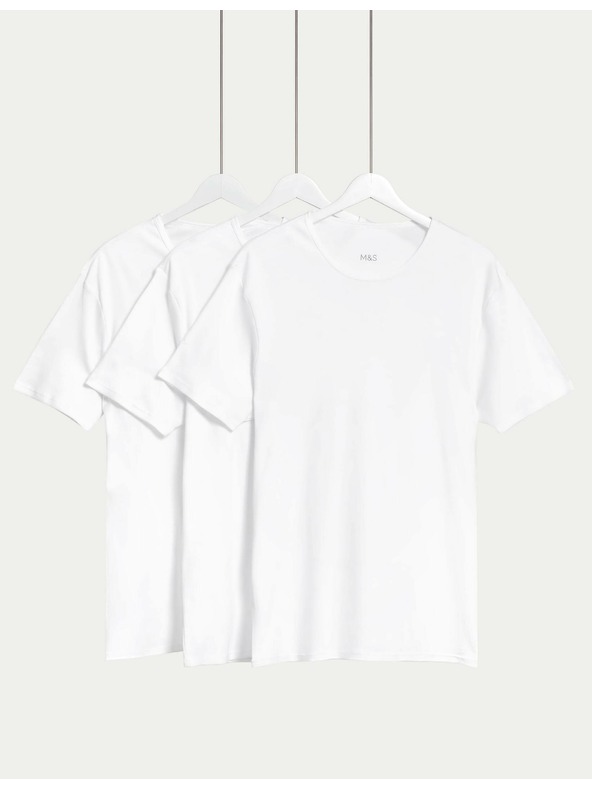 Marks & Spencer Komplet treh belih moških majic Marks & Spencer