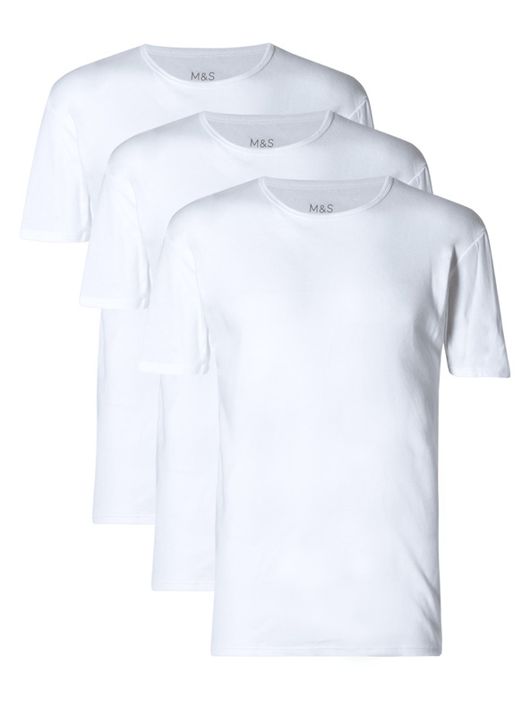 Marks & Spencer Komplet treh belih moških majic Marks & Spencer