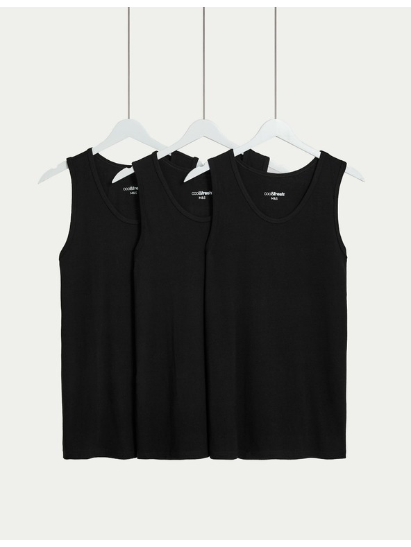 Marks & Spencer Komplet treh moških osnovnih majic v črni barvi s tehnologijo Cool & Fresh™ Marks & Spencer