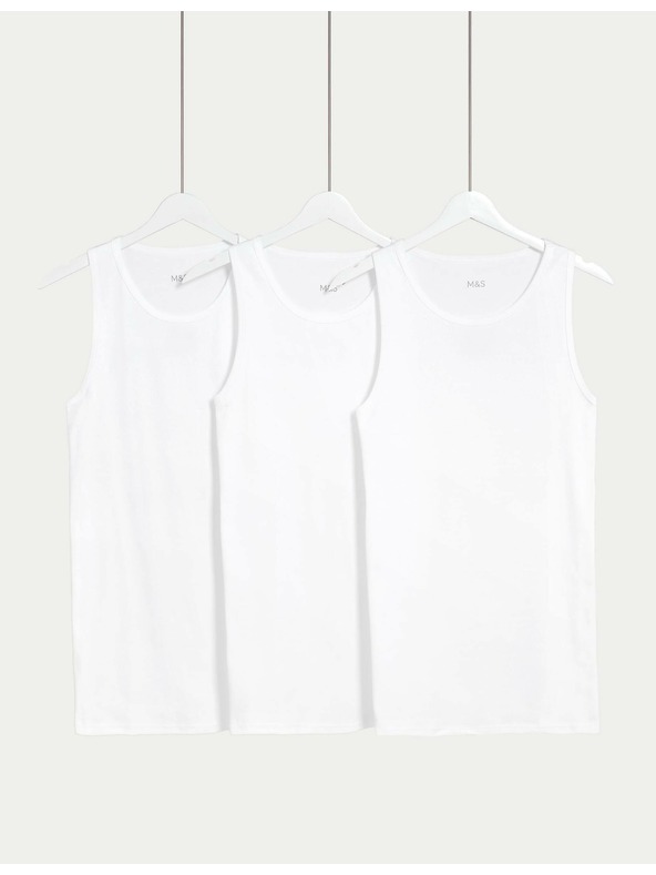 Marks & Spencer Komplet treh belih moških majic Marks & Spencer