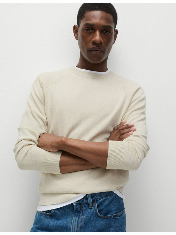 Marks & Spencer Čisti bombažni pulover z vratom Marks & Spencer zunaj bele barve