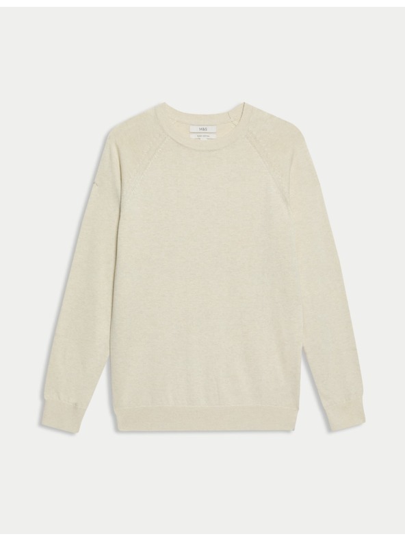 Marks & Spencer Čisti bombažni pulover z vratom Marks & Spencer zunaj bele barve